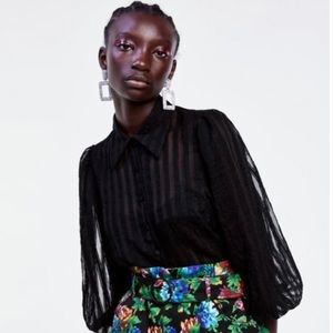 NWT Zara black striped blouse: XS